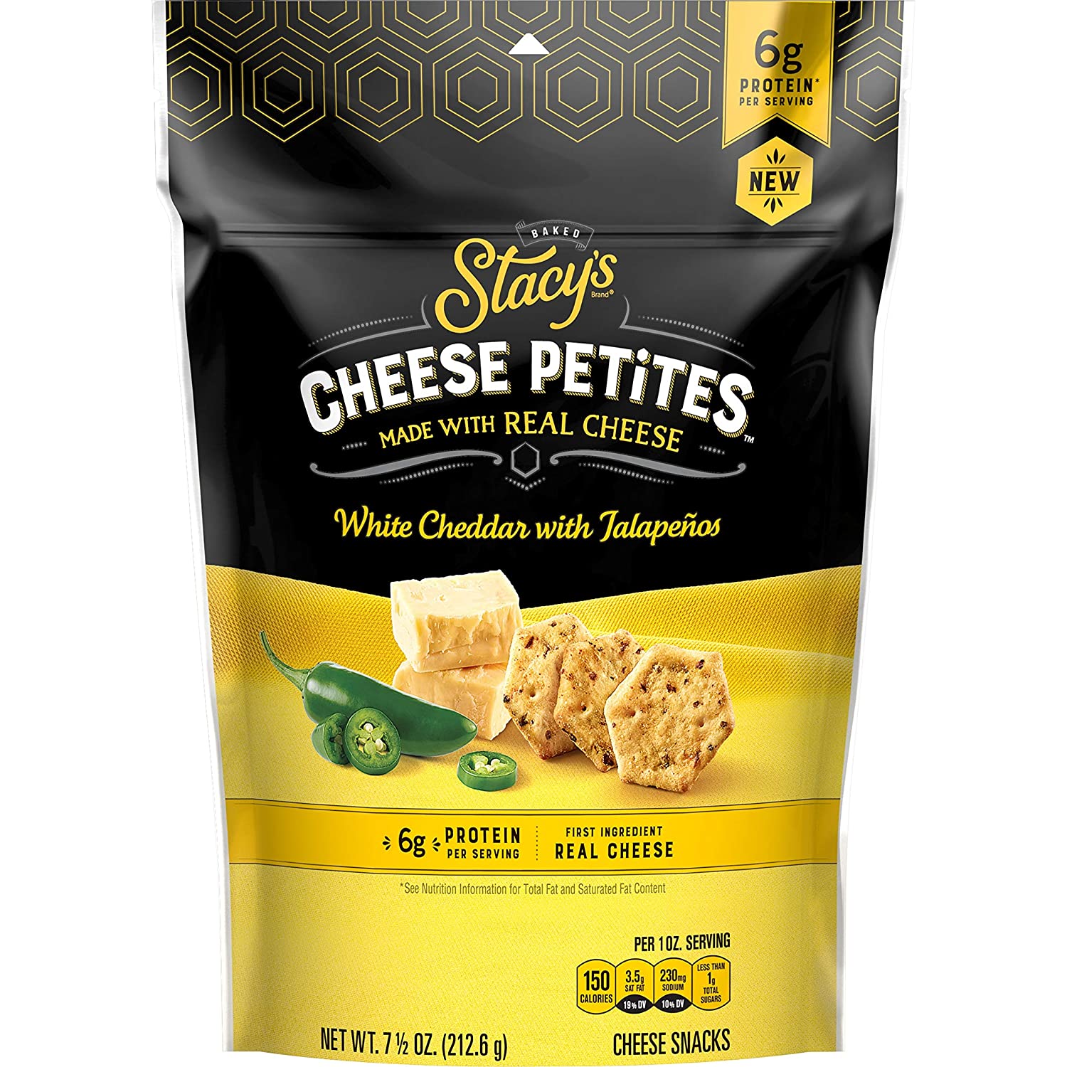 Stacy's Cheese Petites, White Cheddar Jalapeno, 7.5oz Bag (Pack of 2)